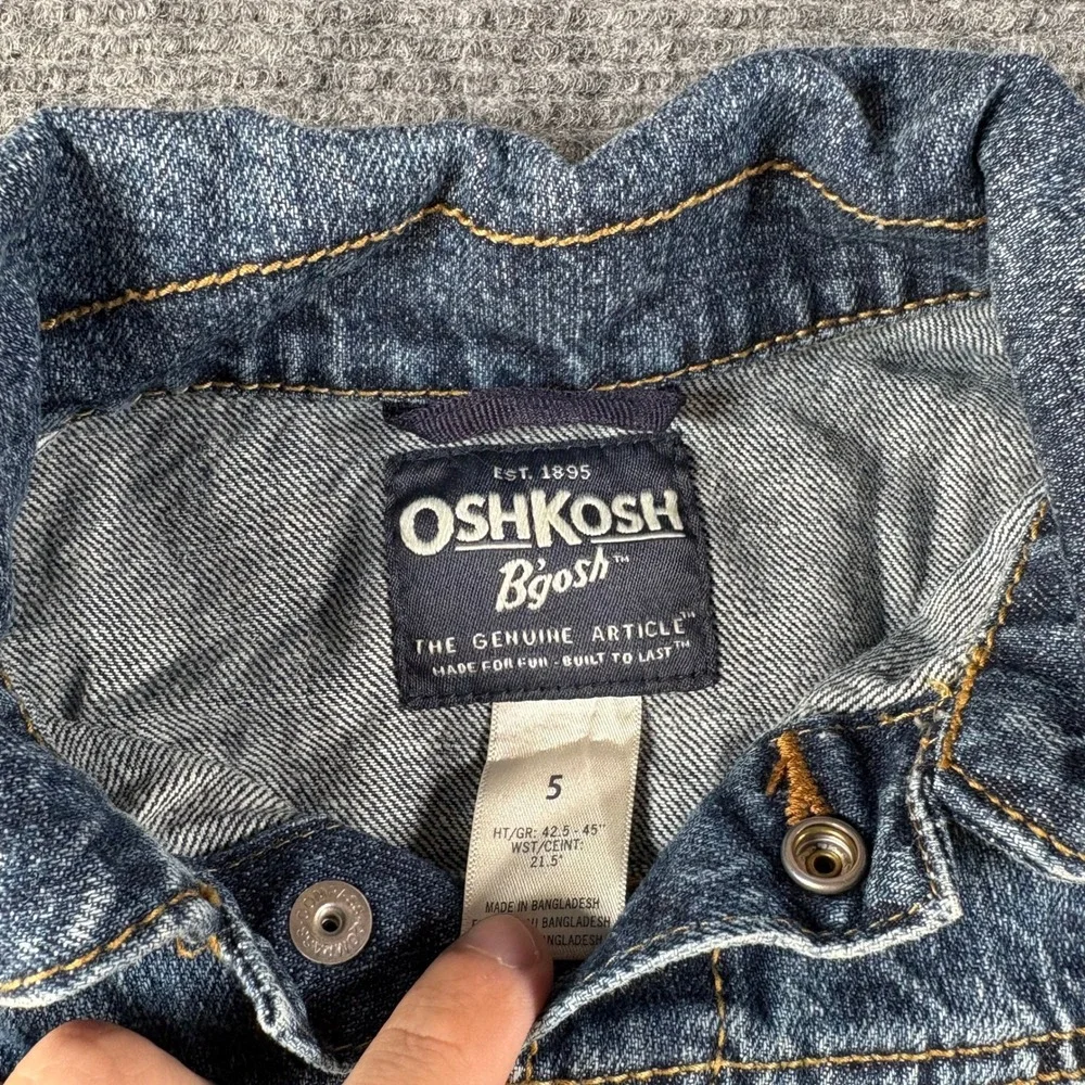 OshKosh Bgosh Kids Size 5 Dark Wash Denim Trucker Jacket Blue Cotton 4542
